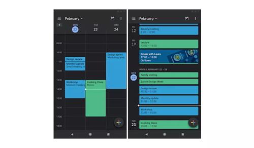 Google为日历提供了黑暗模式