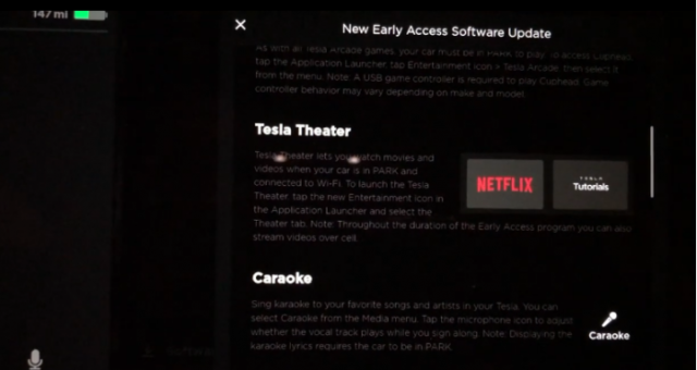 Tesla V10软件更新详细介绍了Netflix和YouTube的功能