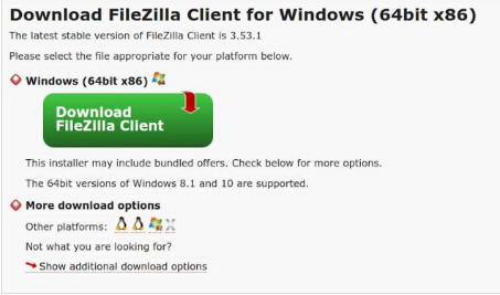 FileZillaFTP程序在Windows安装程序中包括广告软件