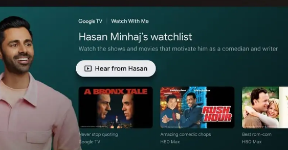 谷歌电视上最新的和我一起看名单喜剧演员哈桑明哈吉