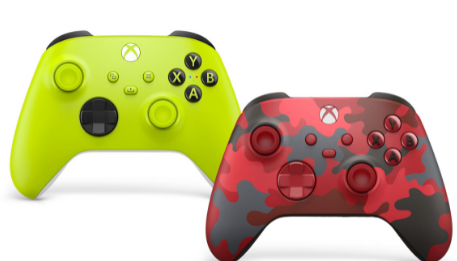 微软推出新的荧光黄色和红色迷彩XboxSeriesX控制器