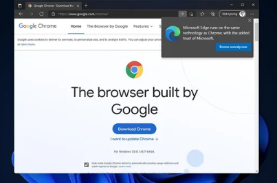 微软新的Windows提示试图阻止人们下载Chrome