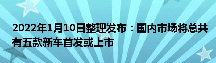 2022年1月10日整理发布：国内市场将总共有五款新车首发或上市