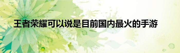 王者荣耀可以说是目前国内最火的手游