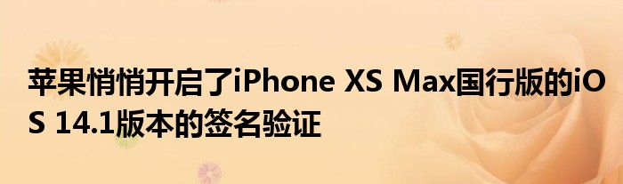 苹果悄悄开启了iPhone XS Max国行版的iOS 14.1版本的签名验证