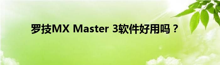 罗技MX Master 3软件好用吗？