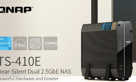 QNAP超静音NASTS410E配备4个SSD插槽和双2.5GbE