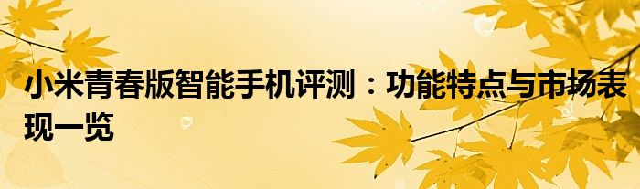 小米青春版智能手机评测：功能特点与市场表现一览