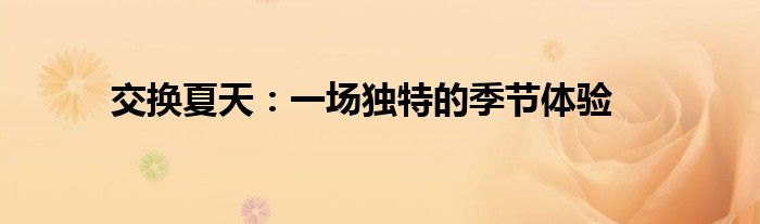 交换夏天：一场独特的季节体验