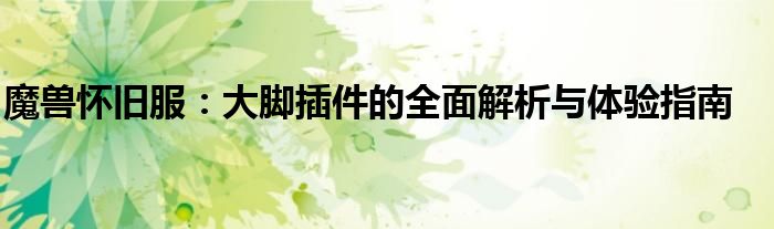 魔兽怀旧服：大脚插件的全面解析与体验指南