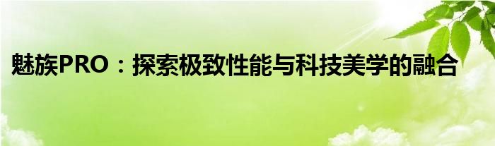 魅族PRO：探索极致性能与科技美学的融合