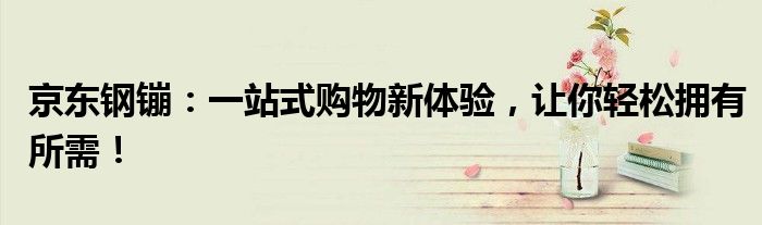 京东钢镚：一站式购物新体验，让你轻松拥有所需！