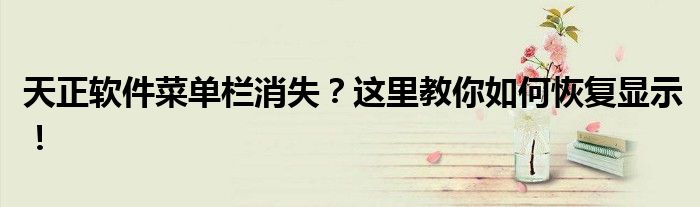 天正软件菜单栏消失？这里教你如何恢复显示！