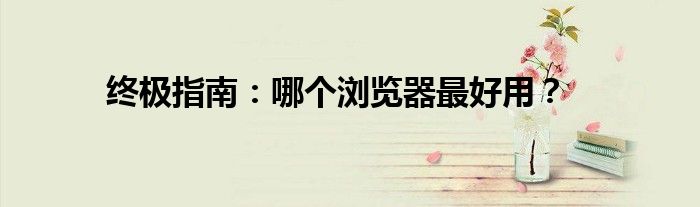终极指南：哪个浏览器最好用？