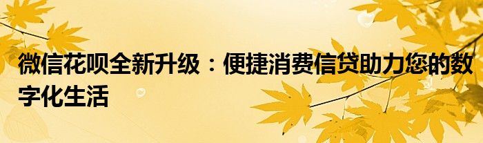 微信花呗全新升级：便捷消费信贷助力您的数字化生活