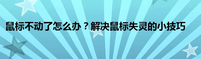 鼠标不动了怎么办？解决鼠标失灵的小技巧