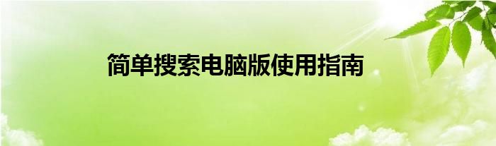 简单搜索电脑版使用指南