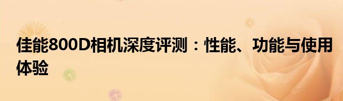 佳能800D相机深度评测：性能、功能与使用体验