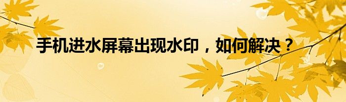 手机进水屏幕出现水印，如何解决？
