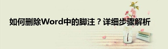 如何删除Word中的脚注？详细步骤解析