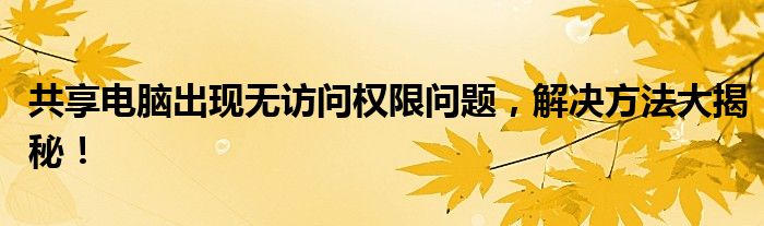 共享电脑出现无访问权限问题，解决方法大揭秘！