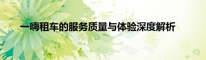 一嗨租车的服务质量与体验深度解析