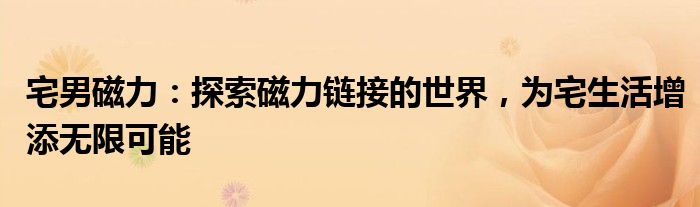 宅男磁力：探索磁力链接的世界，为宅生活增添无限可能