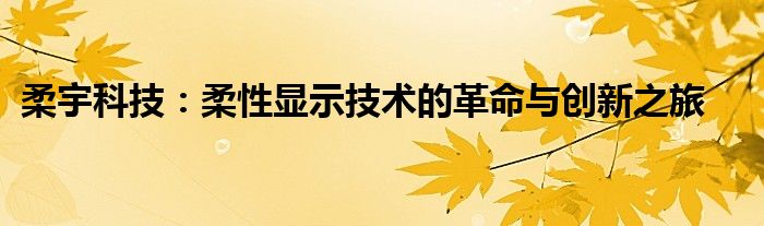 柔宇科技：柔性显示技术的革命与创新之旅