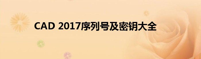 CAD 2017序列号及密钥大全