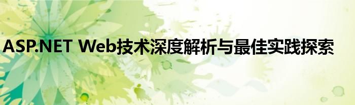 ASP.NET Web技术深度解析与最佳实践探索