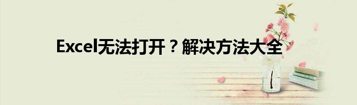 Excel无法打开？解决方法大全