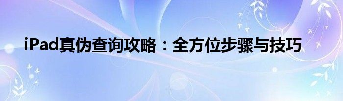 iPad真伪查询攻略：全方位步骤与技巧