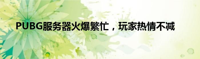 PUBG服务器火爆繁忙，玩家热情不减