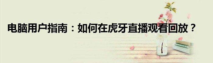 电脑用户指南：如何在虎牙直播观看回放？