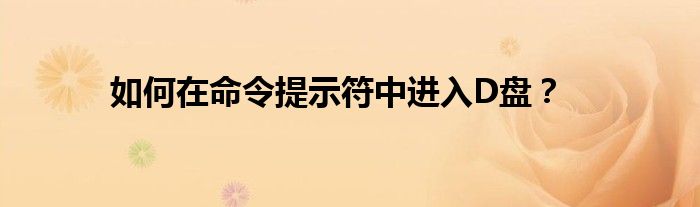 如何在命令提示符中进入D盘？