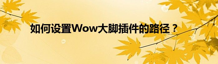如何设置Wow大脚插件的路径？