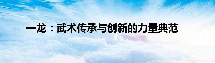 一龙：武术传承与创新的力量典范