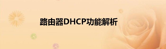 路由器DHCP功能解析