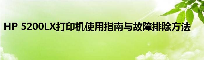 HP 5200LX打印机使用指南与故障排除方法