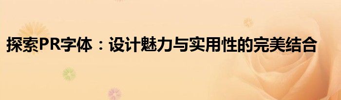 探索PR字体：设计魅力与实用性的完美结合