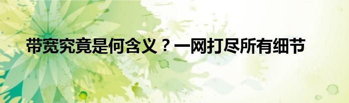 带宽究竟是何含义？一网打尽所有细节
