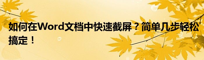 如何在Word文档中快速截屏？简单几步轻松搞定！