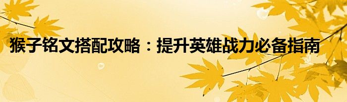 猴子铭文搭配攻略：提升英雄战力必备指南