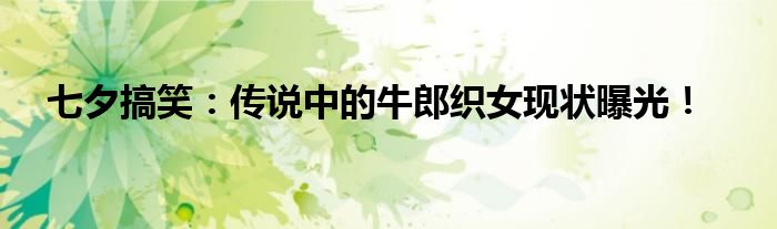 七夕搞笑：传说中的牛郎织女现状曝光！