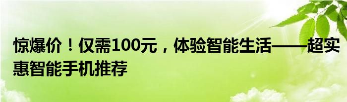 惊爆价！仅需100元，体验智能生活——超实惠智能手机推荐