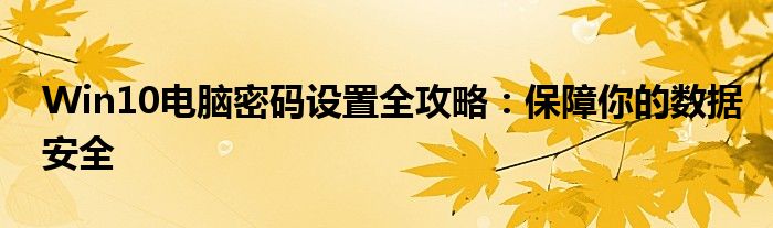 Win10电脑密码设置全攻略：保障你的数据安全