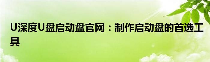 U深度U盘启动盘官网：制作启动盘的首选工具