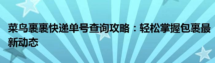 菜鸟裹裹快递单号查询攻略：轻松掌握包裹最新动态