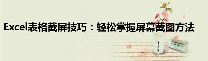 Excel表格截屏技巧：轻松掌握屏幕截图方法