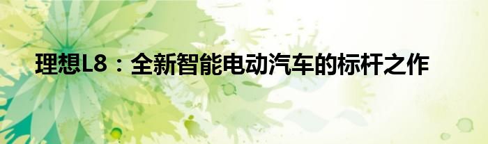 理想L8：全新智能电动汽车的标杆之作